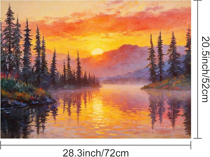 HOMETITUTE Spring Stove Top Covers for Electric Stove 28x20 Inches Sunset Lake Pine Forest Heat Resistant Glass Cooktop Protector Pad Decorative Stovetop Cover for Kitchen Coffee Bar Decor