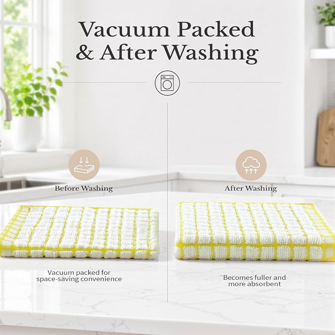 Homaxy 8 Pack Terry Kitchen Dish Cloths, 12"x12", Blue/Yellow/Red/Green | Super Soft and Absorbent Dish Rags, Quick Drying Reusable Dish Towels for Washing Dishes
