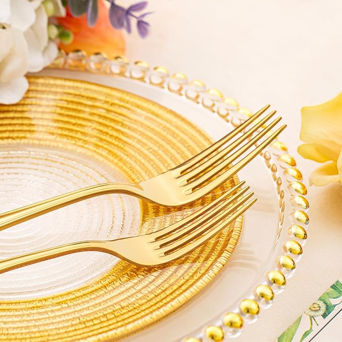 18/10 Stainless Steel Silverware Set for 4, 20 Piece Gold Flatware Set | KINGSTONE Teardrop Heavy Cutlery Set, Mirror Polished Knives Fork Spoons Utensils, Dishwasher Safe for Home Kitchen Wedding