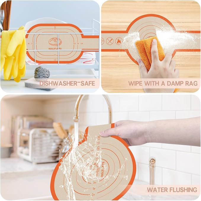 Koolstuffs Sourdough Silicone Bread Sling for Dutch Oven, 2 Pack | Long Handles for Dough Transfer, Nonstick Bread Release, Dishwasher Cleanup, Flexible Reusable Design, Oval and Round, Orange