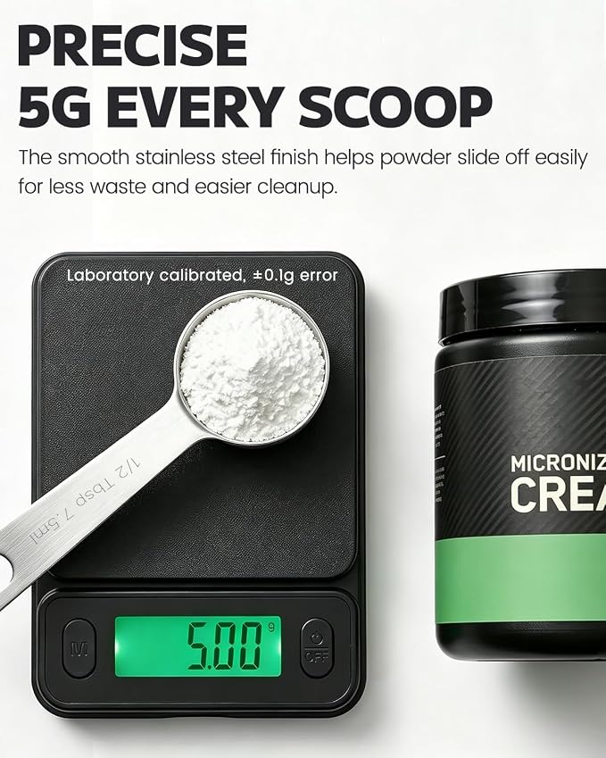 MIMORE 5 Gram Scoop, 3 Pack Stainless Steel 5g Scoop for Creatine | Accurate 5g Measurement, Long Handle Design, Fits Inside the Supplement Tub, Durable and Resuable, Dishwasher Safe