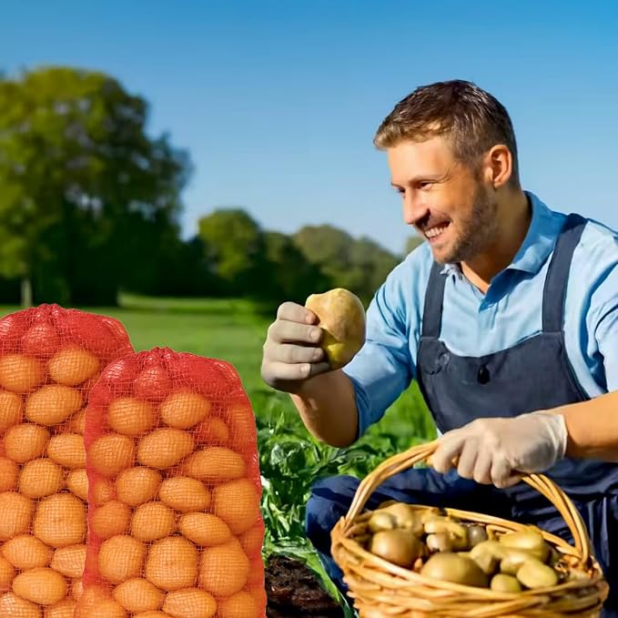 10 Pack Mesh Produce Bags - Mesh Onion Bags(11"×18") | 10LB Reusable Vegetable Storage Bags for Onion Potato Firewood Crawfish