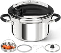 MICHELANGELO 3.2QT Stainless Steel Pressure Cooker, One-Touch Locking Lid | Safer Pressure Control for Beans, Stews, Rice and Broth, Induction Ready, with Glass Lid, Steamer and A Spare Gasket