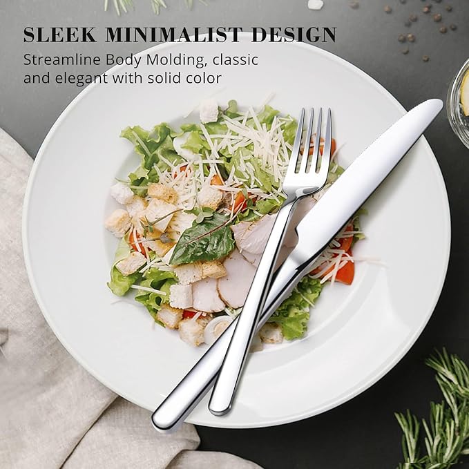 Silverware Set, 10 Piece Flatware Cutlery Set for 2, 18/10 Stainless Steel Silverware Mirror Polished Dishwasher Safe for Home, Restaurant, Wedding, Party