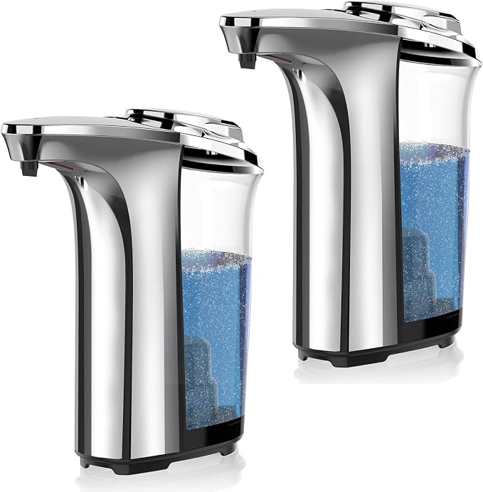 Automatic Soap Dispenser, 17oz Touchless Liquid Dish Soap Dispenser Kitchen | 17OZ Large Capacity, 2 Pack, 5 Adjustable Soap Levels, Hand Dispenser for Bathroom Kitchen Sink, Battery Operated
