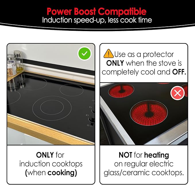 Large Silicone Induction Cooktop Protector Cover Stove Mat 20.4" x 30.7" (Magnetic) | 300°C (572°F) Heat-Resistant | Power Boost Compatible | Prevents Pot Sliding & Scratches
