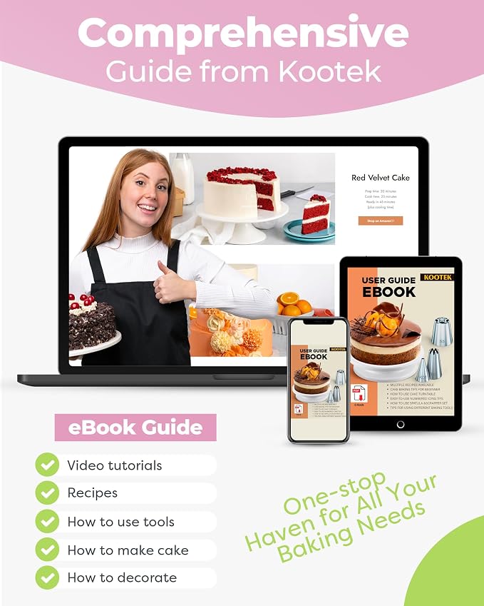 Kootek 32 Piping Bags and Tips Set Frosting Piping Kit for Beginners & Pros | Storage Case, Baking Supplies Tools, 24 Icing Tips, 2 Reusable Piping Bags, 3 Scrapers, for Cupcake Cookie Cake Decorating