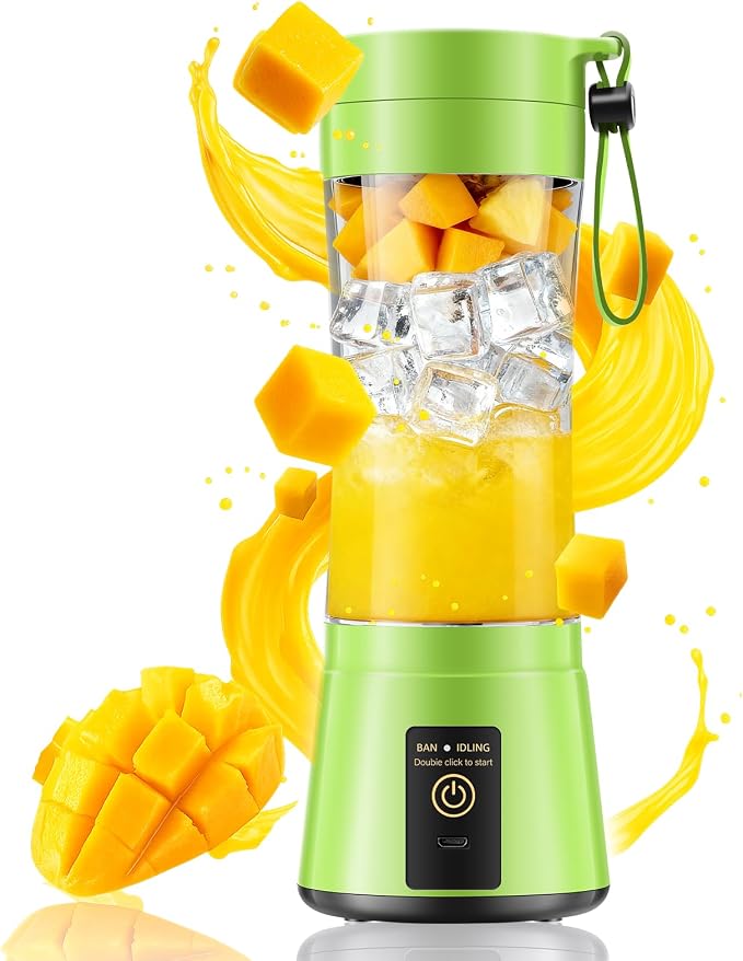 Personal Size Portable Blender Make Smoothies - Mini Blender 12oz Juice Cup | Powerful Blending with 6 Stainless Steel Blades, BAP-Free, Lightweight, Easy Clean,Suit in Travel/Office/Gym/Picnic/ Sports