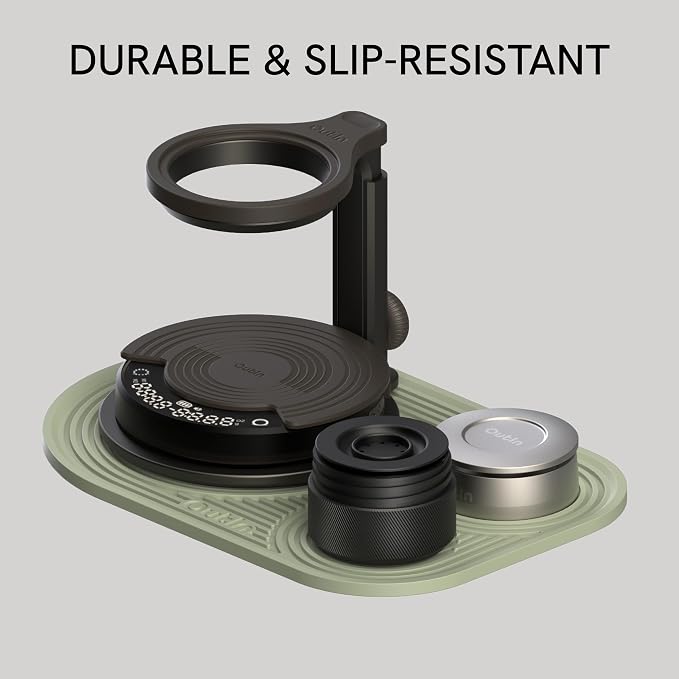 OutIn Silicone Coffee Mat, Foldable & Waterproof | Drip Tray Mat for Espresso Machines and Portable Coffee Makers, 9.8" x 6.7" (Green)