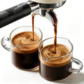 DWTS DANWEITESI Espresso Cups Set of 2: Espresso Machine Accessories - Espresso Shot Cups for Home Baristas - Essential Coffee Bar Accessories - 4oz Glass Espresso Cup Set with Handled and Spout