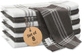 Urban Villa Kitchen Towels Cotton Dish Towels 12”x12” (Set of 8) Grey White