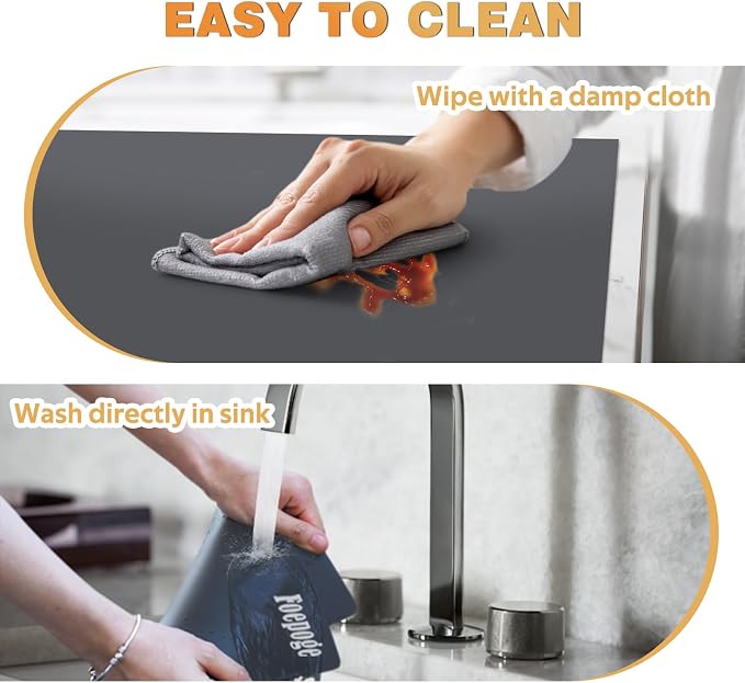49.2" x 15.7" Large Silicone Mat for Kitchen Counter Protector, Cuttable | Silicon Countertop Protector Mat Heat Resistant Mats for Countertop, Cut to Fit Placemat Ship Roll by Foepoge, Dark Grey