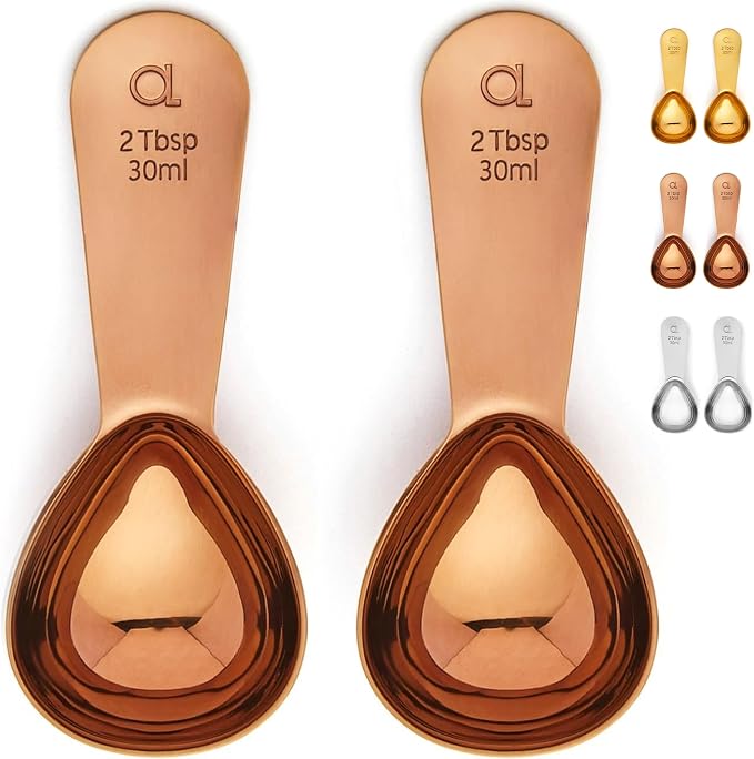 Coffee Scoop (Set of 2) - 2 Tablespoon (2 Tbsp / 1/8 Cup / 1 oz) - The Best Stainless Steel Measuring Spoons for Coffee, Tea, and More (2, Rose Gold)
