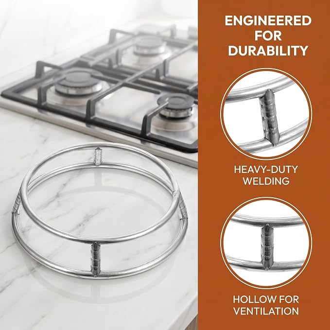 Wok Ring for Electric Stove 11.5 Inch Stainless Steel Wok Rack Support Stand for Gas Hob and Grill Heavy Duty Round Rack Stand for Kitchen Cookware Heat Resistant