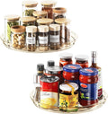 LAMU 2 Pack Lazy Susan Organizer 9 inch Lazy Susan Turntable for Cabinet, Rotating Spice Organization for Cabinet, Kitchen, Table Top, Countertop, Pantry Fridge Organizers and Storage, Amber