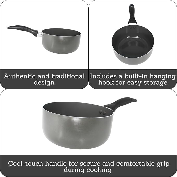 IMUSA 2 Qt Chef Cera Aluminum Ceramic Saucepan for Sauces, Gray | Small Pot for Soups,, Versatile for Sauces and Stews