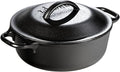 Lodge Cast Iron Dutch Oven 2 Quart - Loop Handle Cooking Vessel - Even Heat Retention - Oven-Safe, Versatile Pot