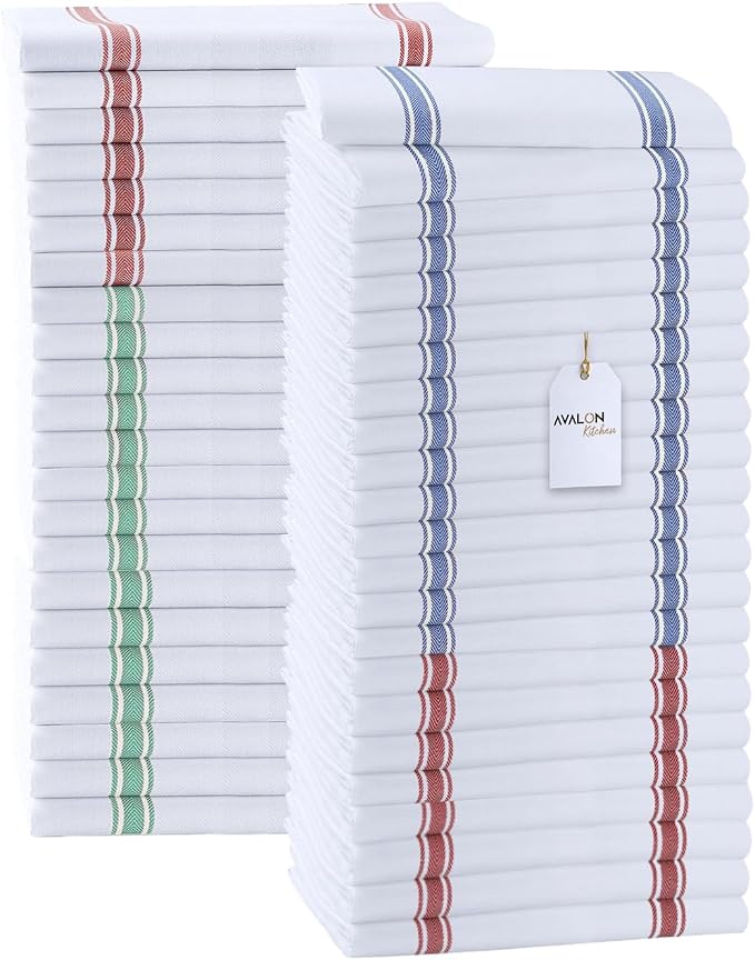 Dish Towels 45 Pack Multi-Stripe 100% Cotton Kitchen Towel 15x25 Inch Tea Towels, Dish Cloths for Washing Dishes, Kitchen Rags for Drying Dishes