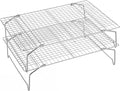 P&P CHEF 2 Tier Stackable Cooling Racks for Cooking and Baking, 15" x 10" | Stainless Steel Stackable Grid Cooling Rack for Cooling Roasting Grilling, Collapsible & Heavy Duty, Oven & Dishwasher Safe