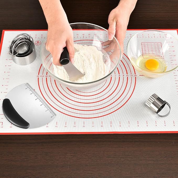Pastry Cutter, Biscuit Cutter, Dough Scraper,Pastry Blender,Baking Mats | Stainless Steel Dough Cutter Set,Biscuit Cutter Baking Pastry Mat Dough Blender Tools & Pastry Utensils (5 Pcs/Set)