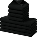 Homaxy 8 Pack 100% Cotton Kitchen Towels and Dishcloths Set, Black | 12 x 12 Inches and 13 x 28 Inches Kitchen Towels Set, Ultra Soft Absorbent Dish Cloths for Washing Dishes