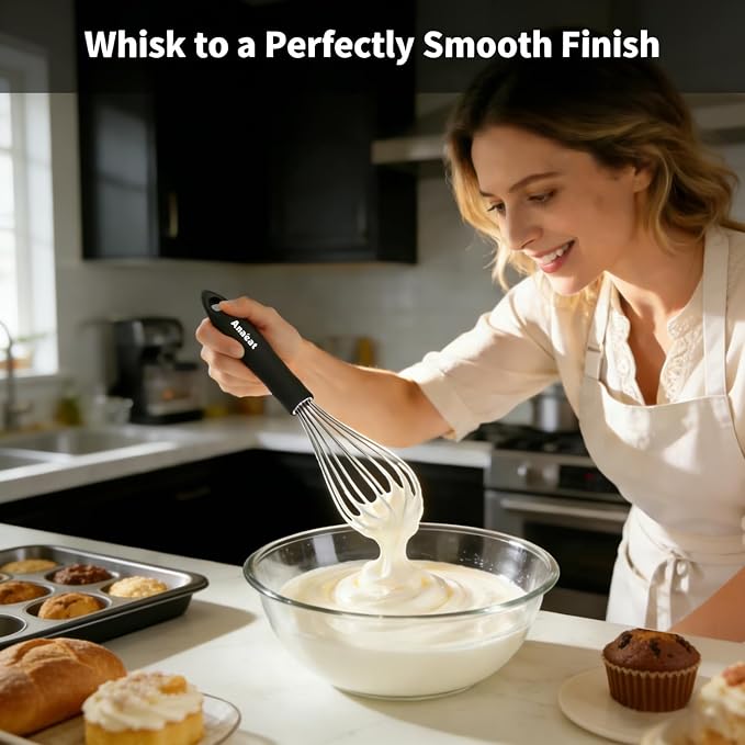 Anaeat Stainless Steel Kitchen Whisk Set of 5, Milk and Egg Beater Blender with Thick Wire for Whisking, Cooking, Baking, Beating and Stirring - 5"+7" Mini Whisk and 9''+11''+12'' Balloon Whisks