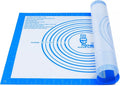 Nonstick Silicone Pastry Baking Mat Large with Measurements 16''By 20'' | For Silicone Baking Mat Counter Dough Rolling/Pie Crust Pad By Folksy Super Kitchen (16×20, Blue)