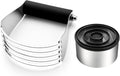 Spring Chef Stainless Steel Dough Blender & Biscuit Cutter Set for Baking | Heavy Duty Large Pastry Blender with Soft Grip Handle & Professional Cookie Cutter Set of 4, Dishwasher Safe, Black