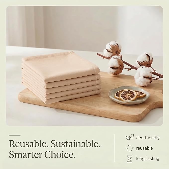Urban Villa Kitchen Towels Cotton Dish Towels 20”x30” (Set of 6) Beige