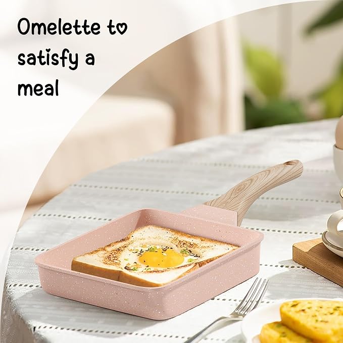 Caannasweis Granite Tamagoyaki Pan Japanese Breakfast Omelette Egg Pan | Nonstick Omelette Skillet Frying Pan Egg & Tamagoyaki Cooker Suitable for Gas Stove & Induction Cookware, PFOA PFOS Free