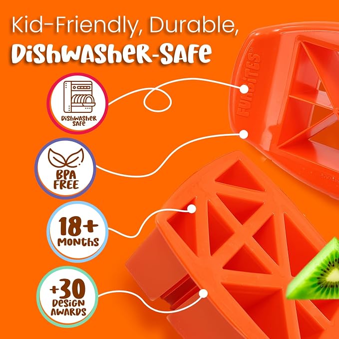 Sandwich Cutter for Kids Lunch, Crustless Bento 2-Pc Set, 1 Pack | Orange Triangles food cutter for toddlers, bite-size uncrustable shapes, bento lunch accessory, BPA-free, dishwasher safe