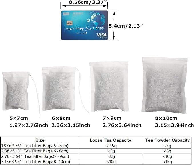 Eketirry 400pcs Tea Filter Bags for Loose Tea, Small Empty Tea Bags, Natural Wood Pulp Paper Material, Disposable Unbleached Tea Filter Bags with Drawstring for Loose Tea (White,1.97 x2.76 inch)