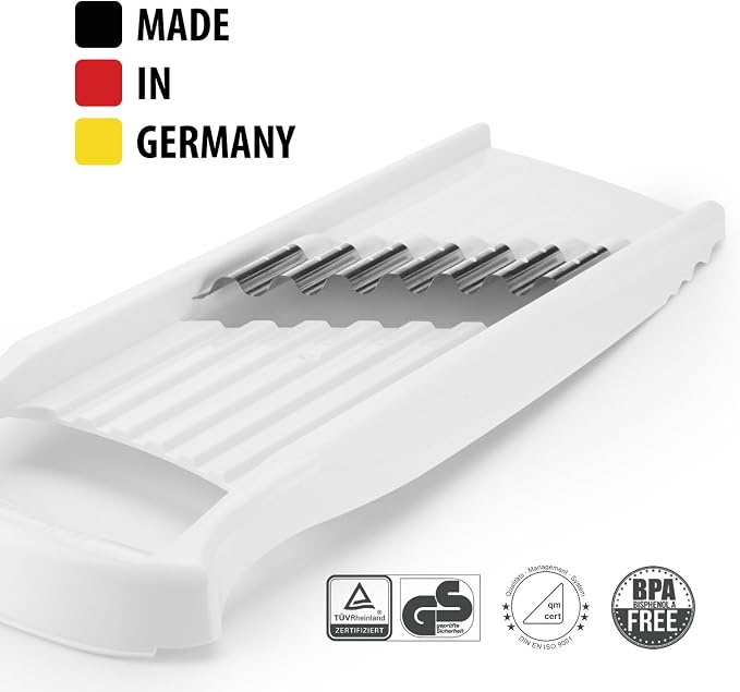 Börner Wave-Waffle XXL PowerLine Crinkle Cut Vegetable Slicer (White) • Wavy Mandoline for Vegetables • Wave/Waffle/Crinkle Cut • Potato Slicer for Lattice Potatoes