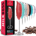Zulay Kitchen Premium One-Touch Milk Frother for Coffee - Easy-Use Frother Handheld Foam Maker - Electric Whisk Drink Mixer for Cappuccino, Frappe, Matcha and Hot Chocolate (Cardinal Red)