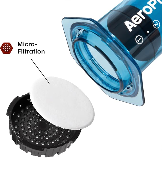 AeroPress Clear Blue Coffee Press, French Press, Pour-Over & Espresso Style | All-in-One Manual Coffee Maker, 2-Minute Brew, Less Bitterness, More Flavor, Portable, Travel & Camping