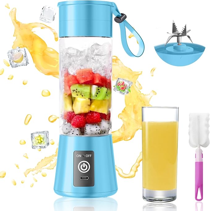 2026 New Portable Smoothies Blender - 13 Oz Personal Travel Blender | Small Blender with 6 Blades & 380ML Cup BPA Free, High Blending Speed Suit for Making Fresh Juice in Travel Sports