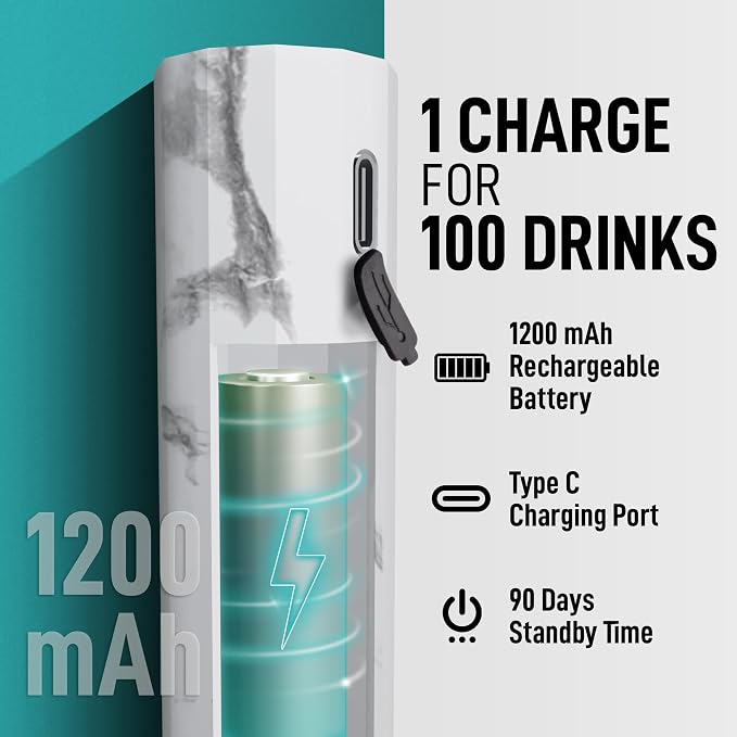 Zulay Froth N Go Milk Frother – Rechargeable 3-in-1 Handheld Frother Wand with Travel Case & USB-C Charger – Single, Double & Egg Whisk for Latte, Cappuccino, Matcha, Protein Shakes - Frosted Marble
