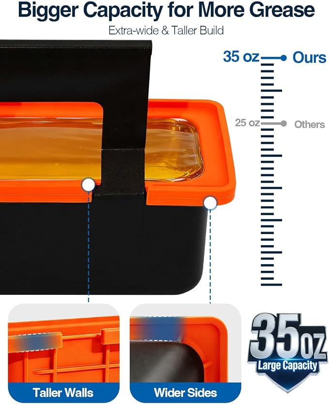 Drip Pan with Silicone Grease Cup Liners for Blackstone, Upgraded Silicone Grease Catcher, Reusable Grease Tray for 17", 22", 28" and 36" Blackstone Griddles