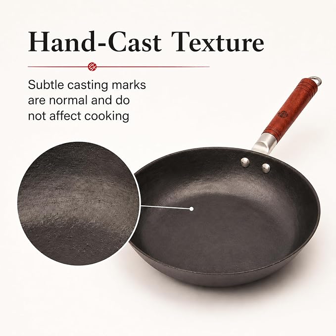 WANGYUANJI 10.2-Inch Cast Iron Skillet with Glass Lid, Uncoated Frying Pan with Flat Bottom for Induction, Gas & Electric Stovetops, Small Egg Pan for Breakfast, Steak & Sautéing