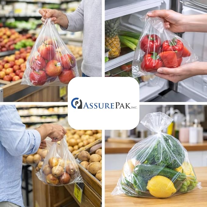 Retail Bags Direct Produce Bags, 18" x 24", 12 Micron, 1200 Count, 2 Rolls