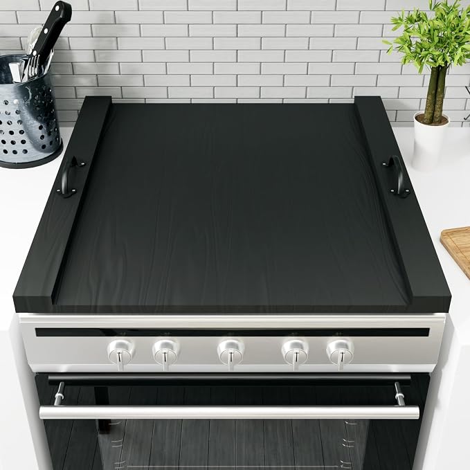 Noodle Board Stove Cover with Handle Wooden Stove Top Cover Board 29.5x22" for Electric Gas Stove Burner, Glass Range Stovetop Cover