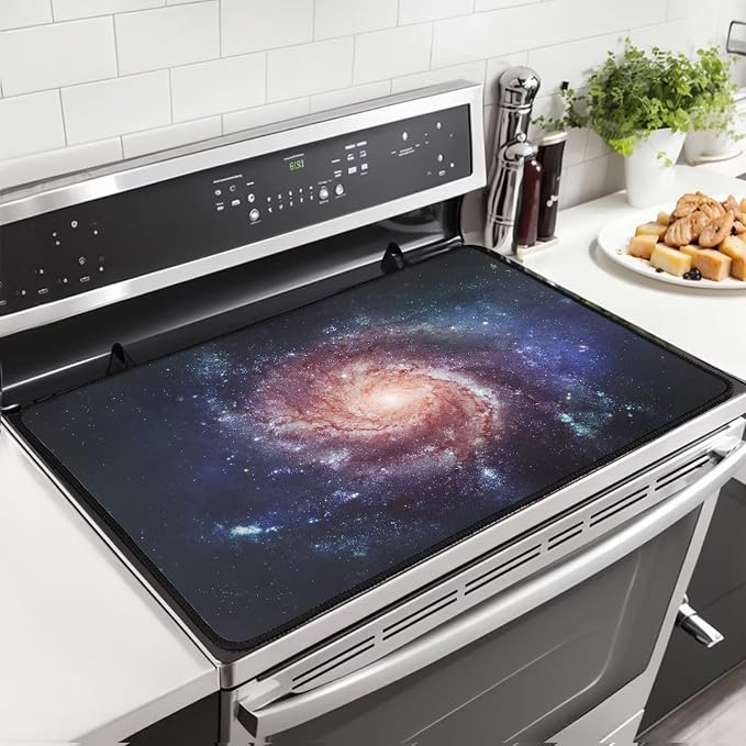 Spiral Galaxy Stove Top Covers for Electric Stove Universe Space Constellation Deep Space Stars Glass Top Gas Stove Pad Heat Resistant Range Cooktop Mat for Kitchen 28"x20"