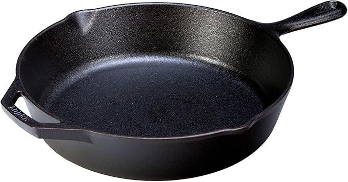 Lodge Seasoned Cast Iron Skillet 12 Inches - PFAS-Free, Non-Toxic Cookware - Use with an Oven, Stove, Grill, or Campfire - Naturally Non-Stick & Oven Safe
