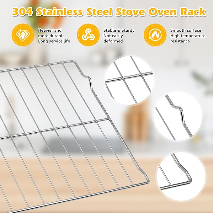 2PCS W10256908 Oven Rack Compatible with Whirlpool Range, 24 x 15-3/4 Inches, Replacement for W10138079, 3195710, W10179196