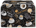 Coffee Theme Print 4 Slice Toaster Cover Kitchen Small Appliance Covers Universal Size Microwave Oven Dustproof Cover Women