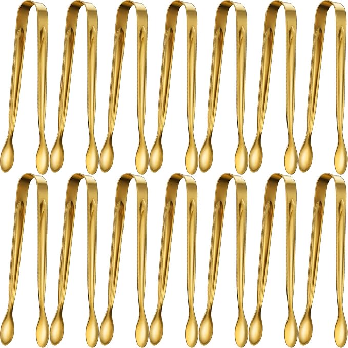Gejoy 12 Pcs Ice Tongs Mini Sugar Tongs 4.3 Inch Stainless Steel Mini Tiny Serving Tong for Small Kitchen Appetizers Utensils Tea Party Coffee Bar Desserts Sugar Cube Salad Accessories