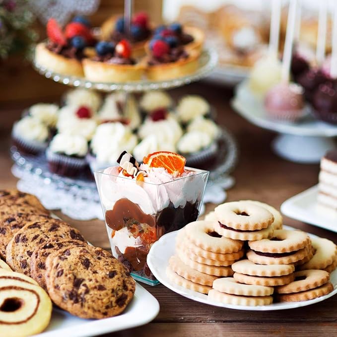 200 Pack 5 oz Dessert Cups with Lids and Spoons, Plastic Parfait | 600 pcs serves 200; disposable clear mini party set for mousse, tiramisu, pudding, appetizer, salad, yogurt, cake, wedding