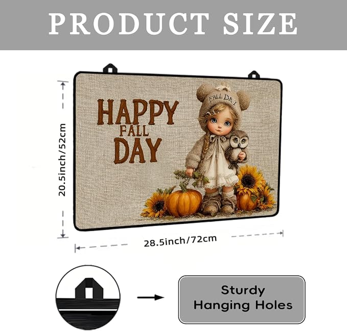 Fall Pumpkin Electric Stove Top Cover, Cute Doll & Owl Heat Resistant Glass Stove Top Cover for Electric Stove – Thanksgiving Day Glass Cooktop Protector Expands Usable Space