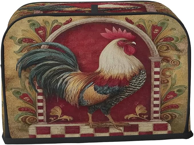 4 Slice Toaster Cover Rooster Vintage Toaster Covers Four Slice Wide Slot Waterproof and Dustproof Covers for Wide Slot Toasters and Small Appliances Kitchen Decor Gifts