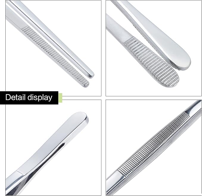 MSY BIGSUNNY Stainless Steel Food Tweezers Multi-function Cooking Tongs Kitchen Serving Tong (12" Round & 12" Pointed Tweezers)